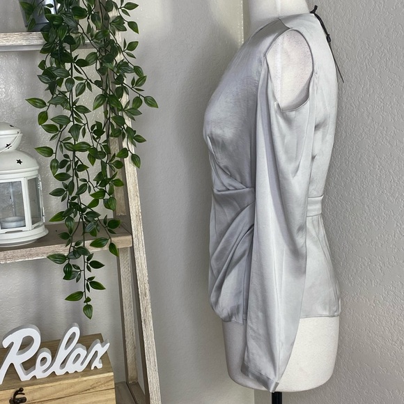 🆕All Saints Danio gray satin long sleeves top - Picture 7 of 12